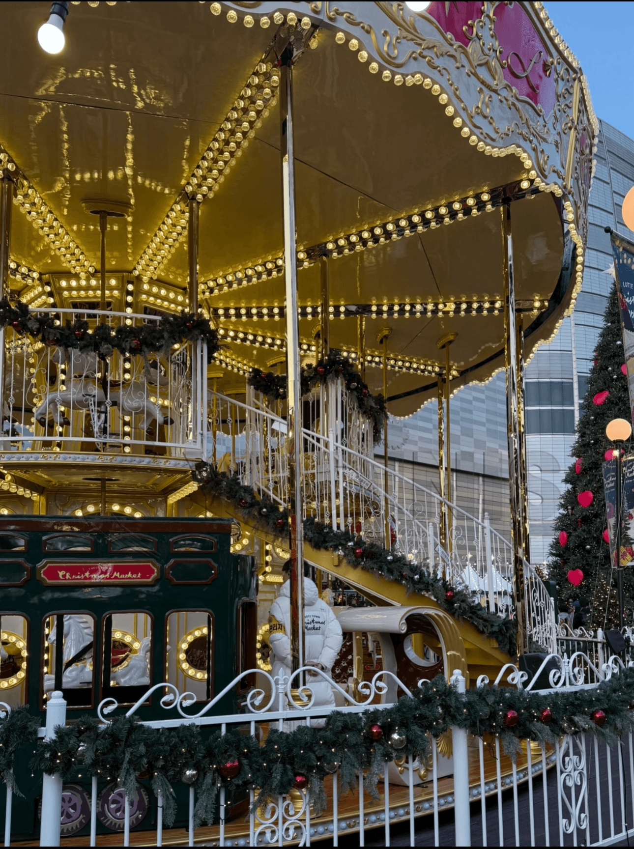 DINIS double-deck carousel and Christmas decorations in a South Korea shopping mall